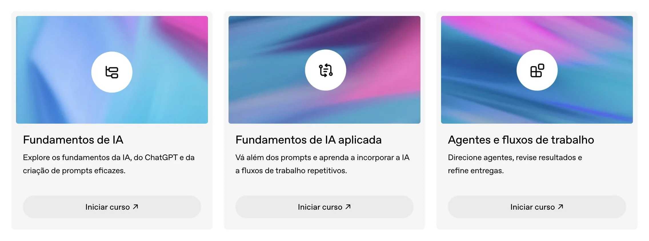 Curso ChatGPT gratuito da OpenAI em português: Fundamentos de IA, Fundamentos de IA aplicada e Agentes e fluxos de trabalho na OpenAI Academy