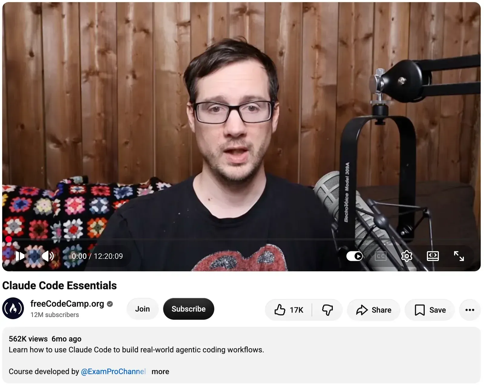 Claude Code Essentials, une formation Claude Code complète et gratuite de 12 heures sur la chaîne YouTube de freeCodeCamp, avec 562K vues