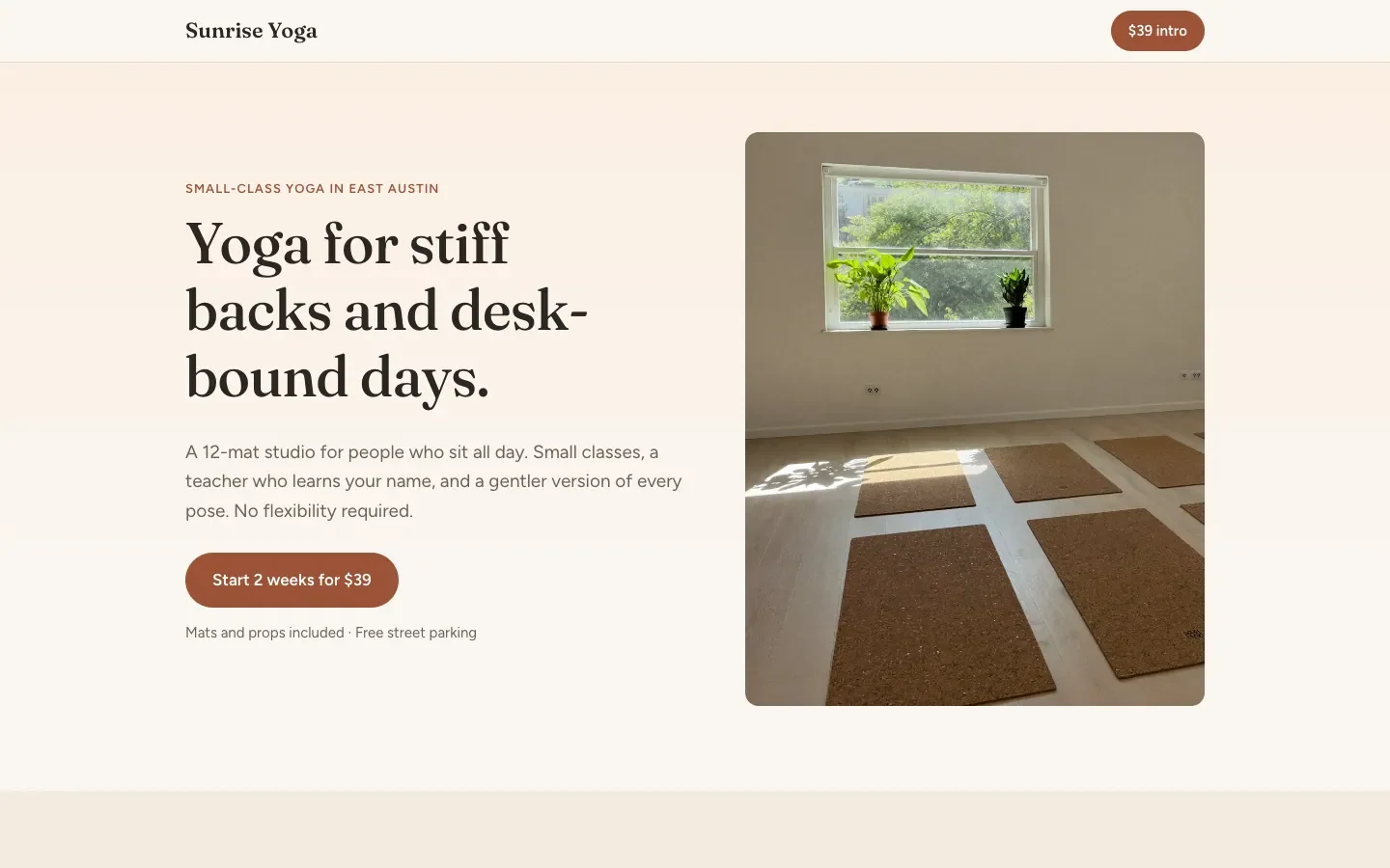 Vibe coder un site : la landing page d'un studio de yoga créée avec Claude Code à partir des prompts de ce guide