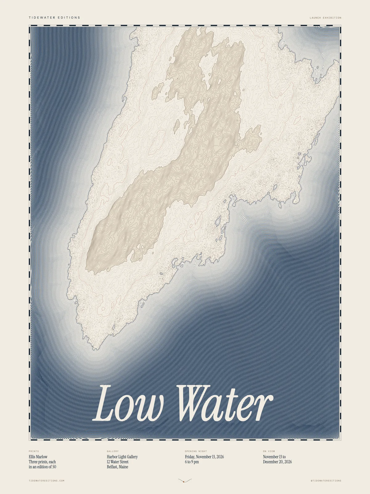 Pôster da exposição Low Water para a Tidewater Editions