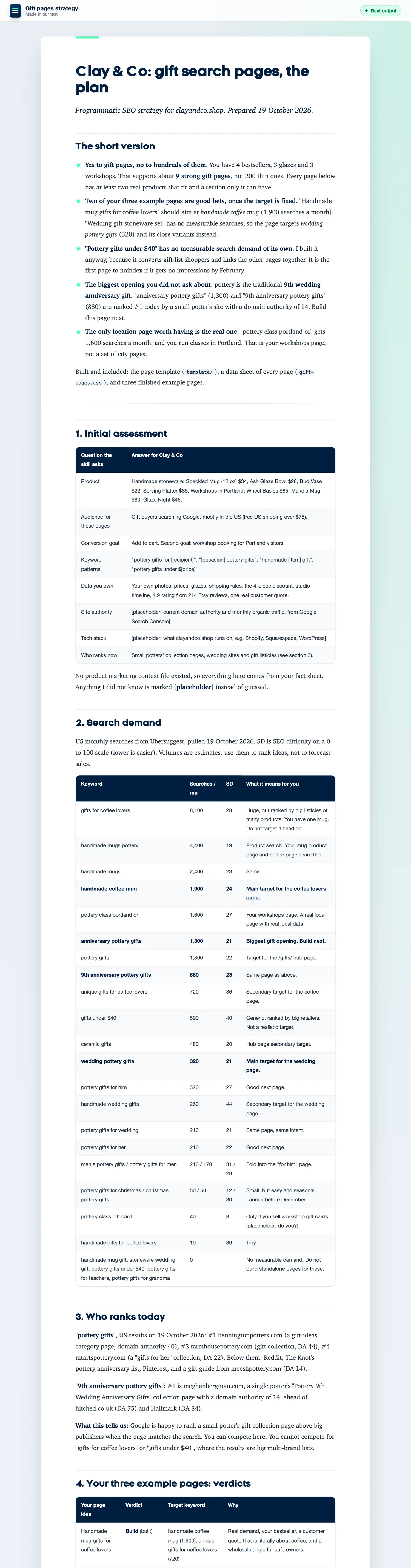 Stratégie des pages cadeaux
